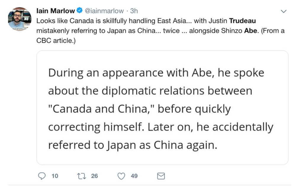 有网友评论:"看起来加拿大在处理东亚问题上很有一套.