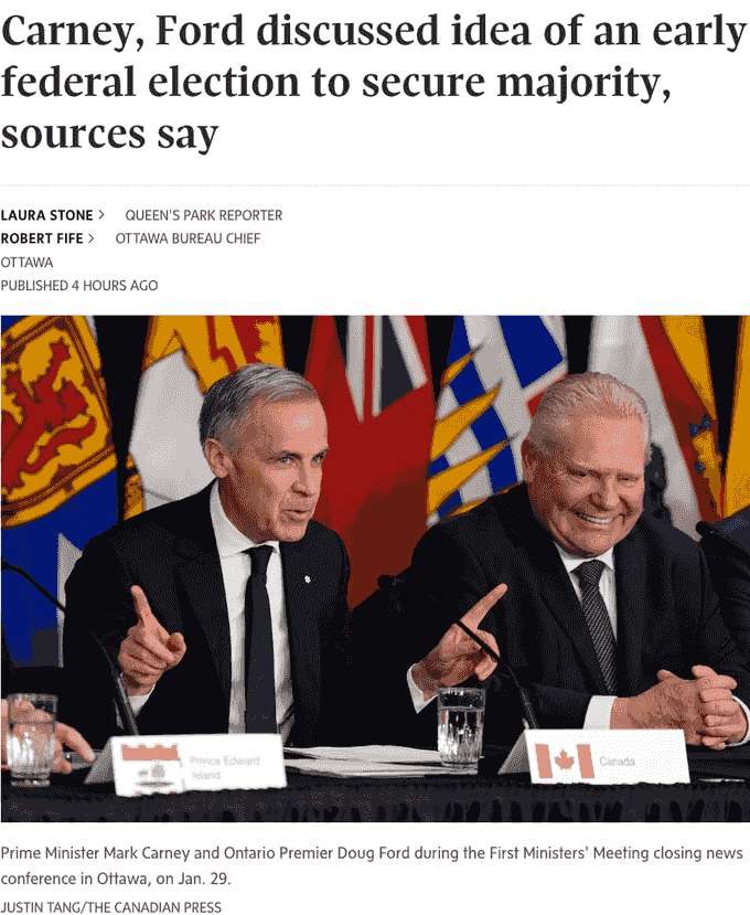 重磅！福特密会卡尼献策：提前大选锁定多数席位！保守党备战，春季选战一触即发！