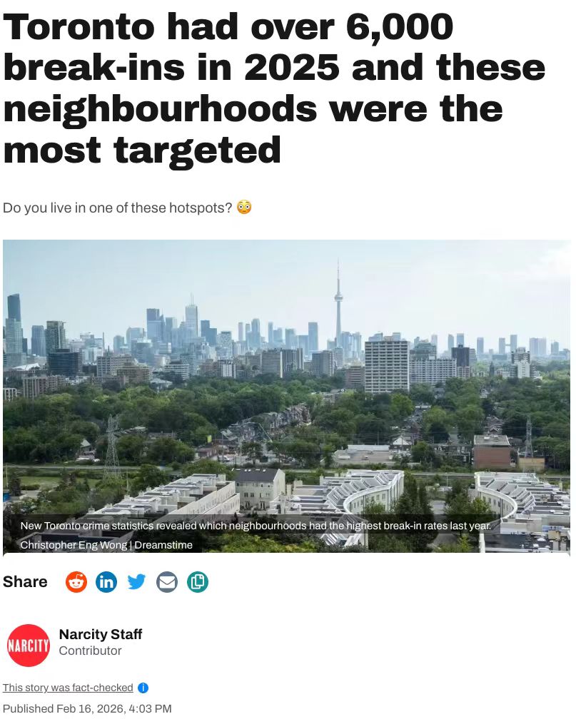 小心！多伦多十大治安最差地区公布