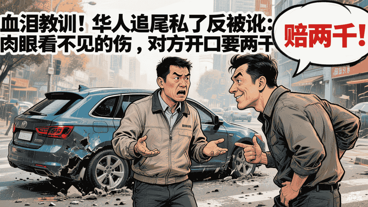 血泪教训！华人追尾私了反被讹：肉眼看不见的伤，对方开口要两千