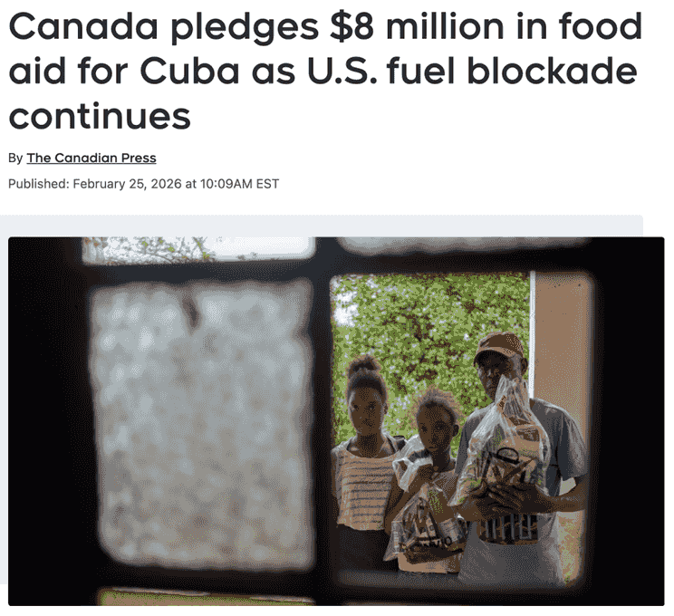 硬杠！加美博弈升级：加拿大向古巴提供800万加元粮食援助，直接挑战特朗普封锁政策？
