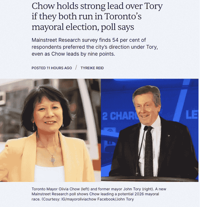 多伦多没有人才了？邹至蕙连任几无悬念，但多数市民怀念庄德利时代