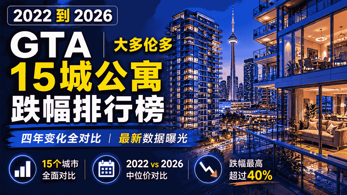 大多伦多公寓4年大洗牌！，大多伦多15个城市公寓市跌幅排行榜