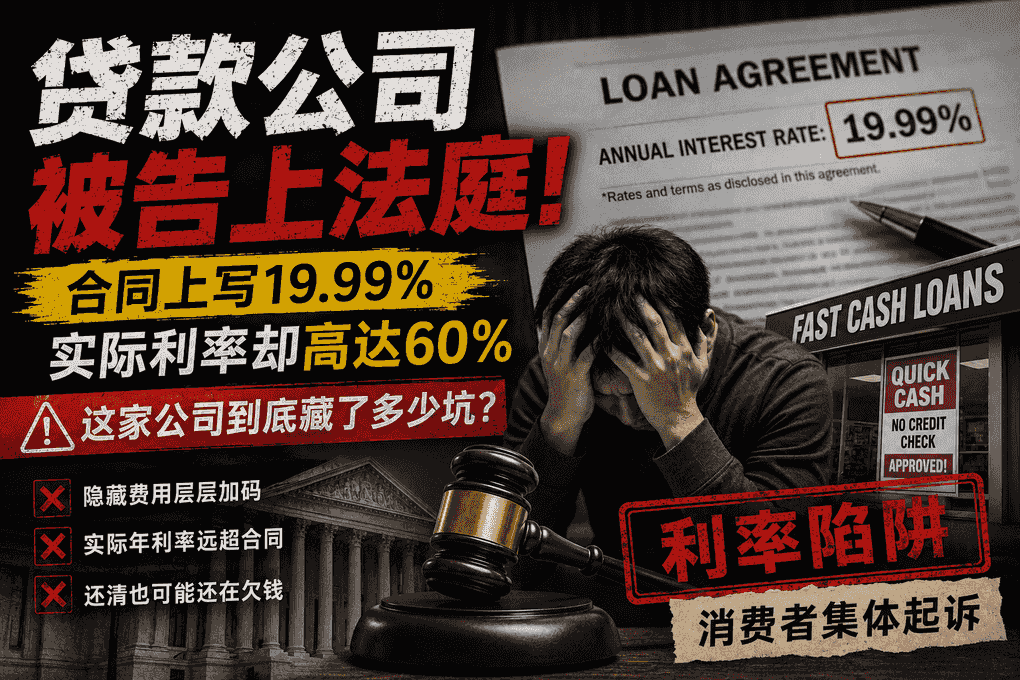 贷款公司被告上法庭！合同上写19.99%，实际利率却高达60%——这家公司到底藏了多少坑？