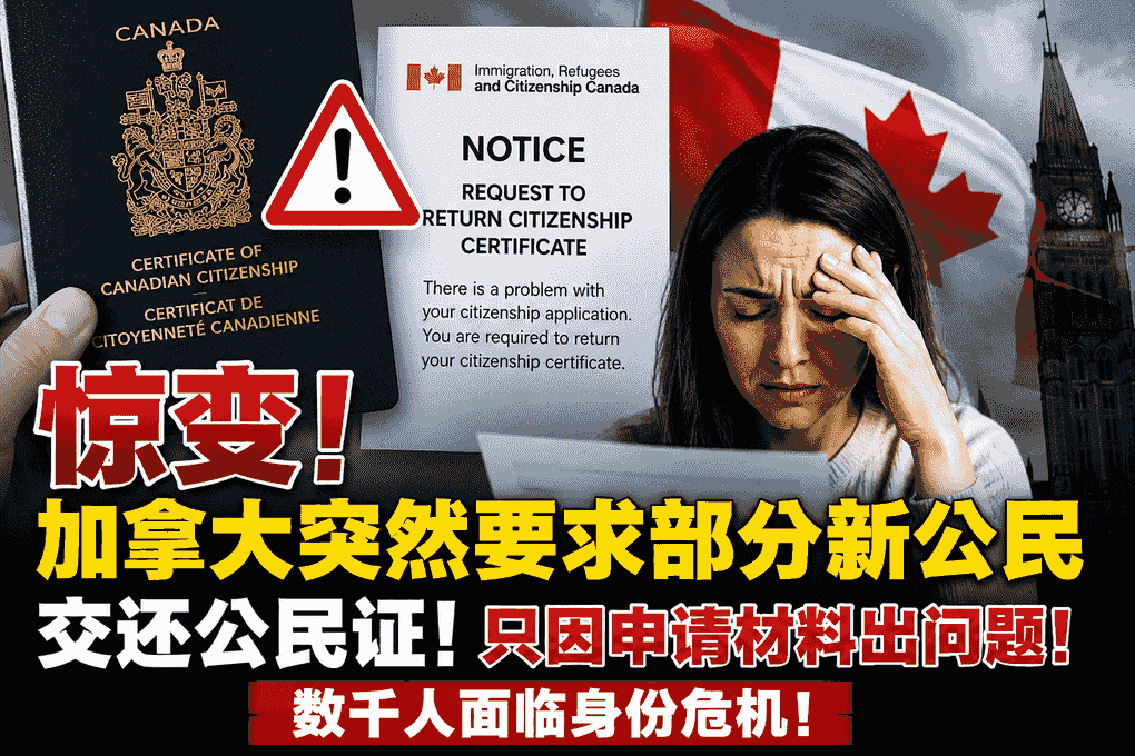 惊变！加拿大突然要求部分新公民交还公民证！只因申请材料出问题！数千人面临身份危机！
