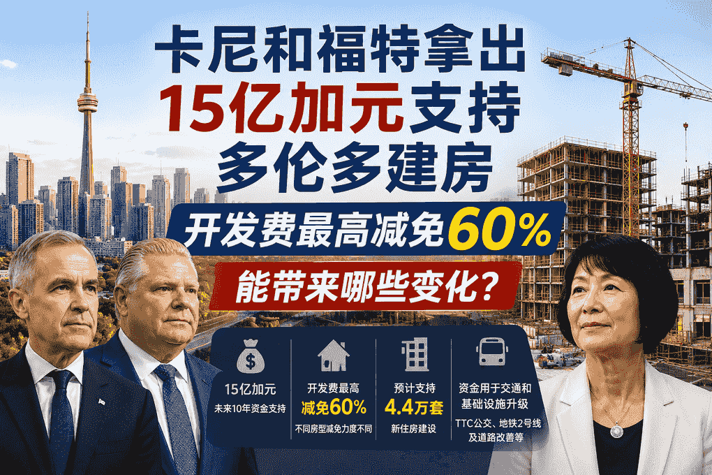 好消息！卡尼和福特拿出15亿加元支持多伦多建房，开发费最高减免60%，能带来哪些变化？