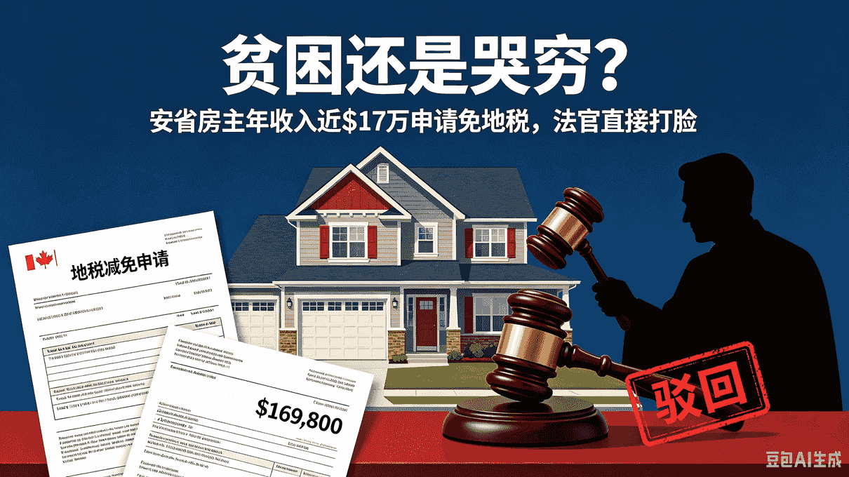 “贫困”还是“哭穷”？安省房主年收入近$17万申请免地税，法官直接打脸