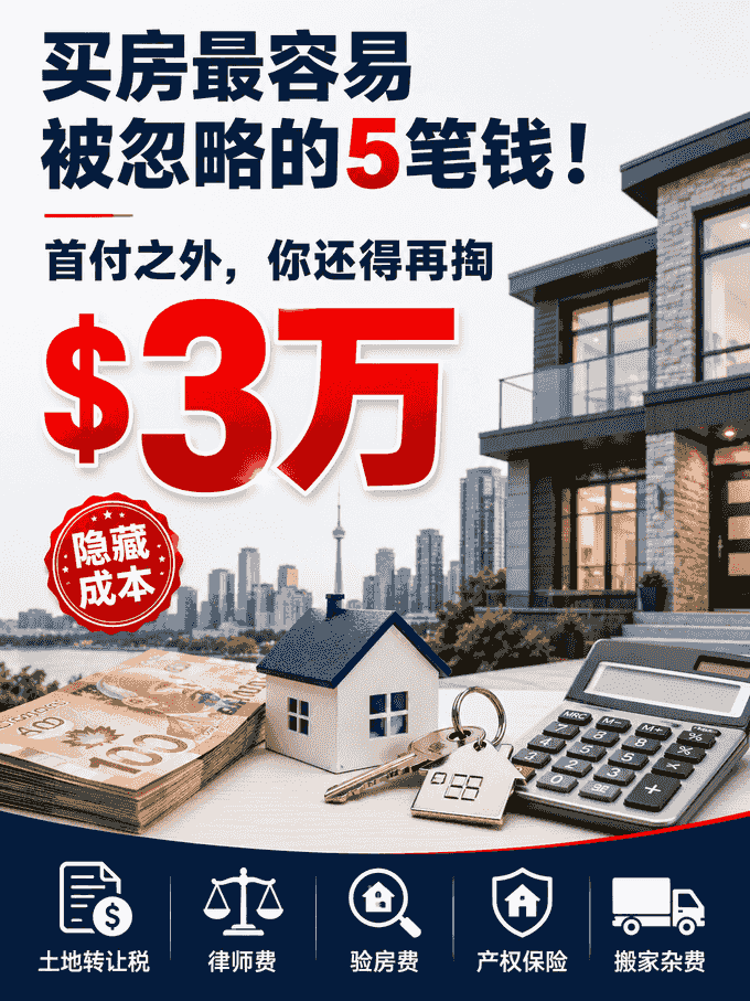 买房最容易被忽略的5笔钱！首付之外，你还得再掏$3万