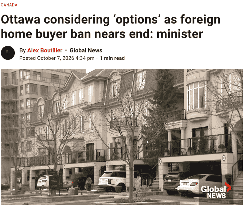 加拿大外国买家购房禁令快到期了，政府会不会重新打开大门？