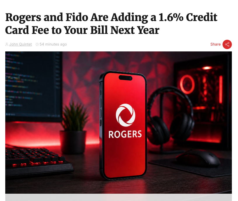 涨了！Rogers、Fido明年开始收1.6%信用卡手续费，你每个月的账单要涨多少？